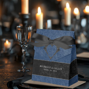 Ballotins Corbeau noir gothique et Rose noir Mariage bleu