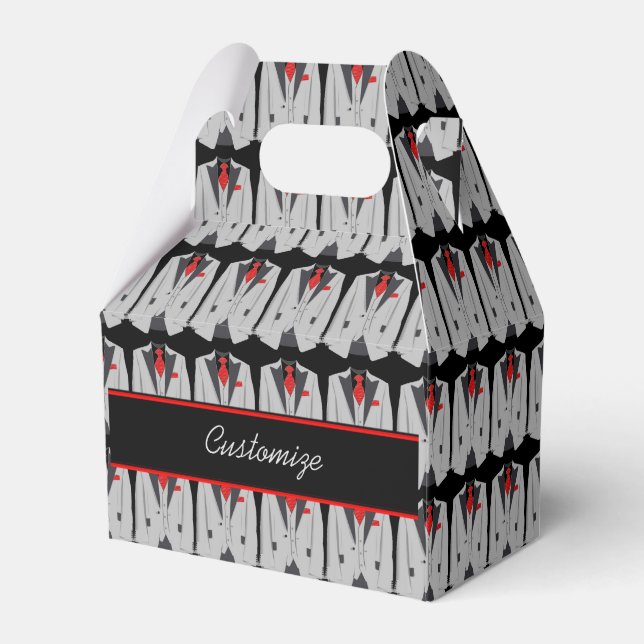 Ballotins Costume gris homme et Ballotin de Cravate rouge (Verso)