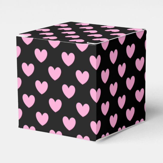 Ballotins Coton Candy Pink coeurs de polka sur noir (Verso)
