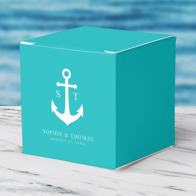 Ballotins Couleur de fond modifiable Monogramme Ancre Mariag (Créateur téléchargé)