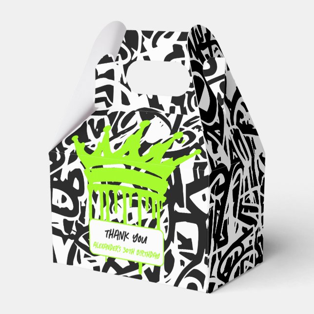 Ballotins Couronne de graffiti noir et vert Merci Anniversai (Arrière)