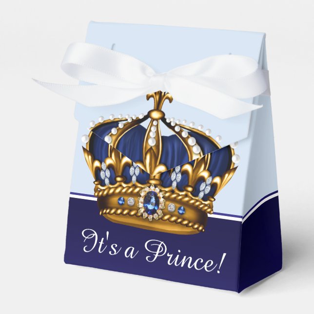 Ballotins Couronne de Prince Baby Shower Bleu Or (Verso)