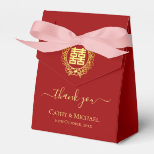 Ballotins Couronne florale merci rouge mariage chinois