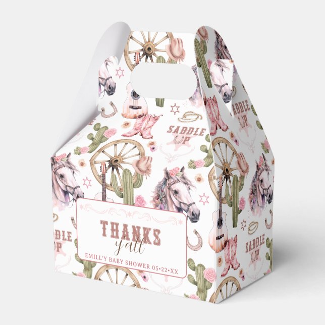 Ballotins Cowgirl Pink Baby shower occidental Ballotin (Arrière)