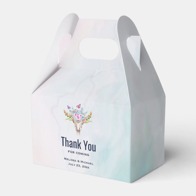 Ballotins Crâne Boho avec papillons et Merci de fleurs (Verso)