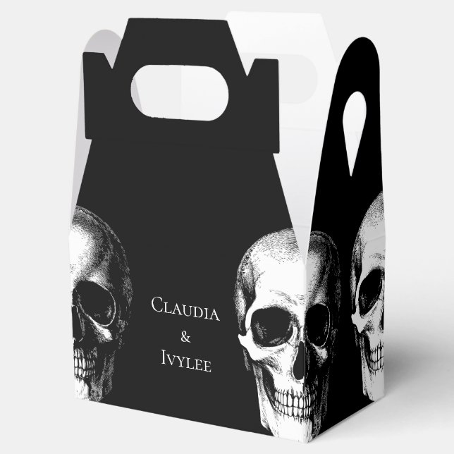 Ballotins Crâne gothique Halloween Mariage Faveur Boxes (Ouvert)