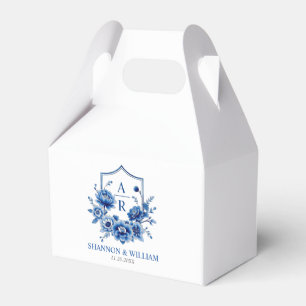 Ballotins Crest et initiales florales bleu mariage