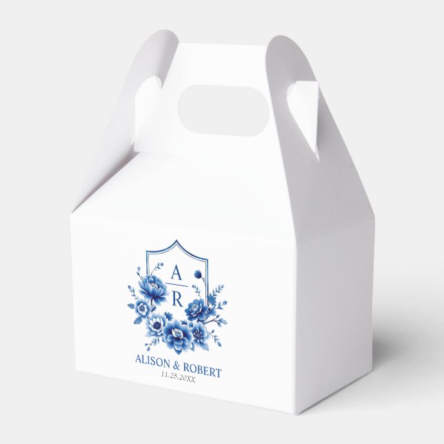 Ballotins Crest et initiales florales bleu mariage (Verso)