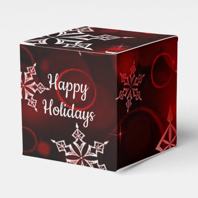 Ballotins Crimson Red Snowflake Motif Cube (Verso)