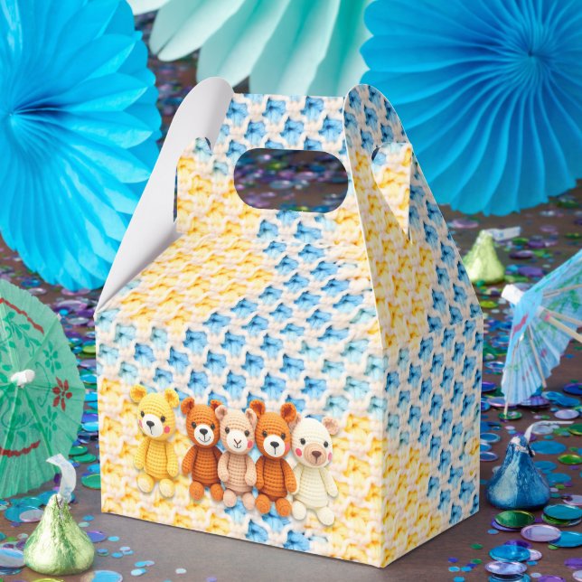 Ballotins Crocheted Stuffed Animals Blue and Yellow (Fête)