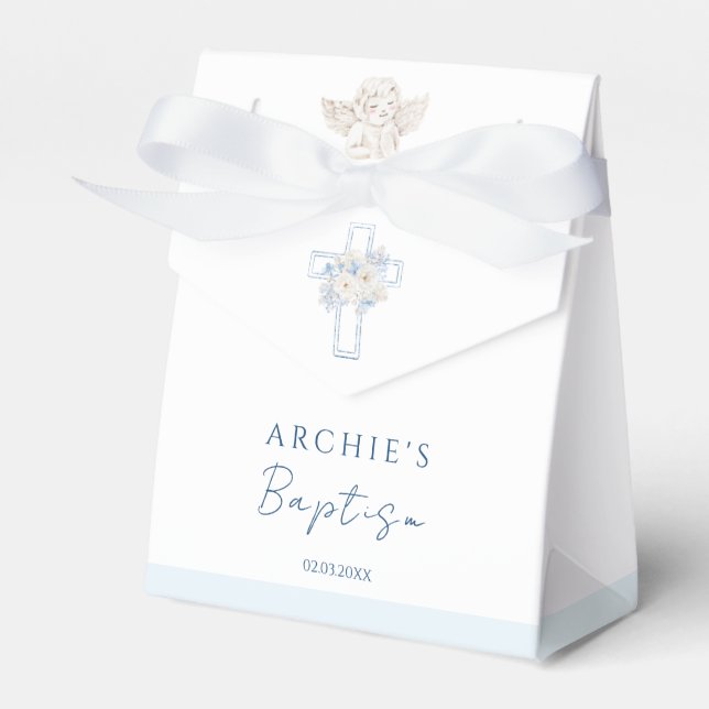 Ballotins Croix Bleue Florale Ange Baptême (Verso)