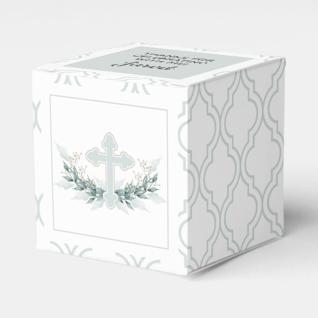 Ballotins Croix Bleue sur Quatrefoil Party Favoriser Box (Verso)