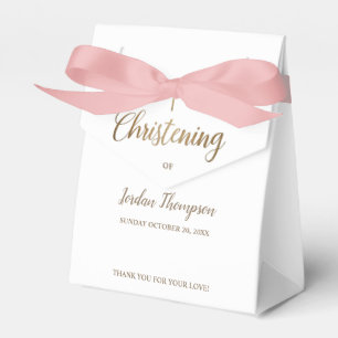 Ballotins Croix d'or blanc pâle Christening Merci