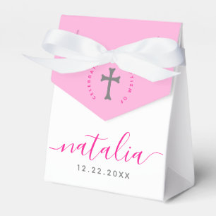 Ballotins Croix du baptême rose