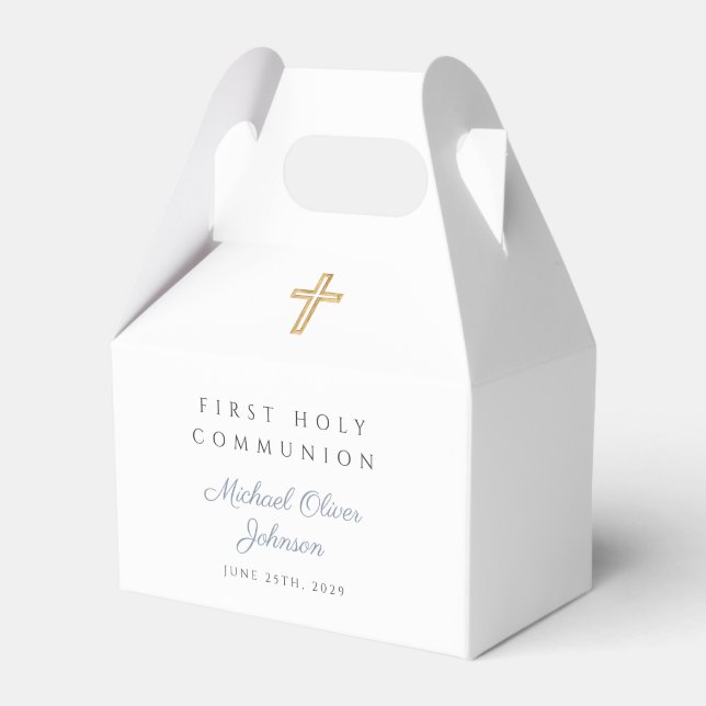 Ballotins Croix religieuse bleue garçon première communion   (Verso)