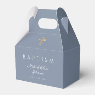 Ballotins Croix religieuse Dusty Blue Boy Baptême