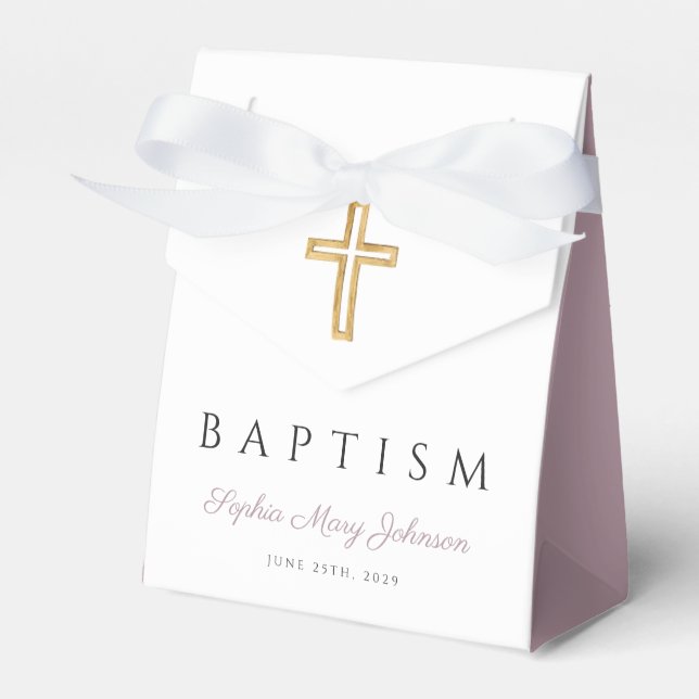 Ballotins Croix Religieuse Écriture Violette Fille Baptême (Verso)