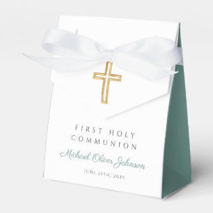 Ballotins Croix Religieuse Garçon Vert Première Communion