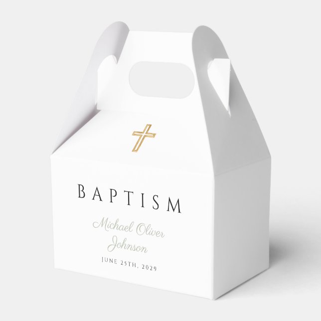 Ballotins Croix Religieuse Vert Sauge Script Baptême (Verso)