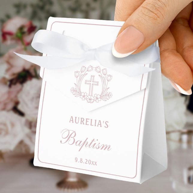 Ballotins Croix rose simple Baptême petite tente (Créateur téléchargé)