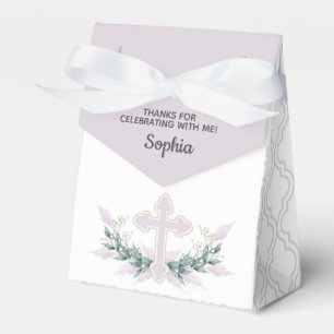 Ballotins Croix rose sur Quatrefoil Party Favoriser Box