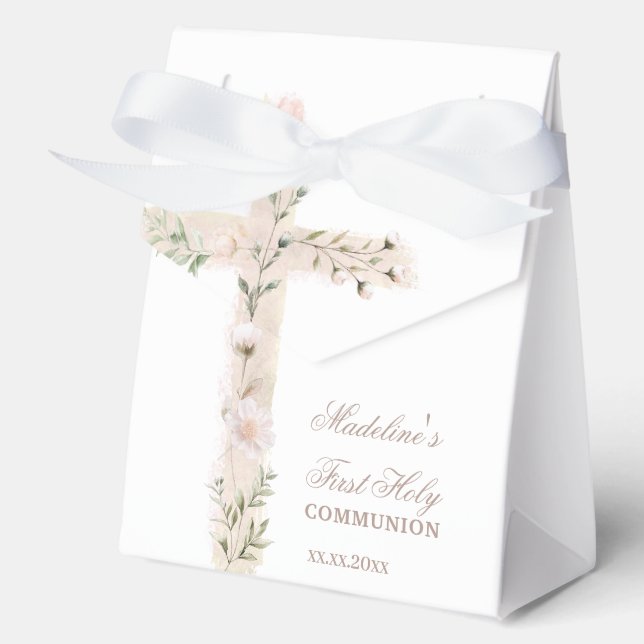 Ballotins croix sainte de première communion florale (Recto)