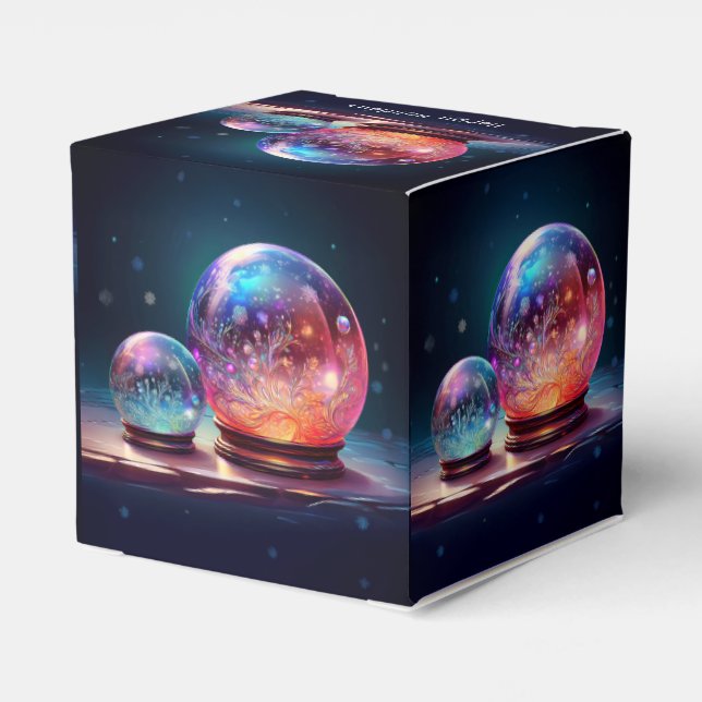 Ballotins Crystal Snowballs Christmas Holiday Favor Box (Arrière)