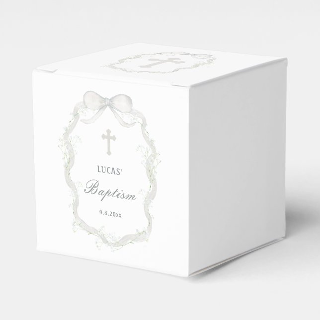 Ballotins Cube de baptême Baby's Breath ruban blanc (Verso)