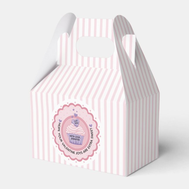 Ballotins Cupcake Valentine Pink Stripes (Verso)