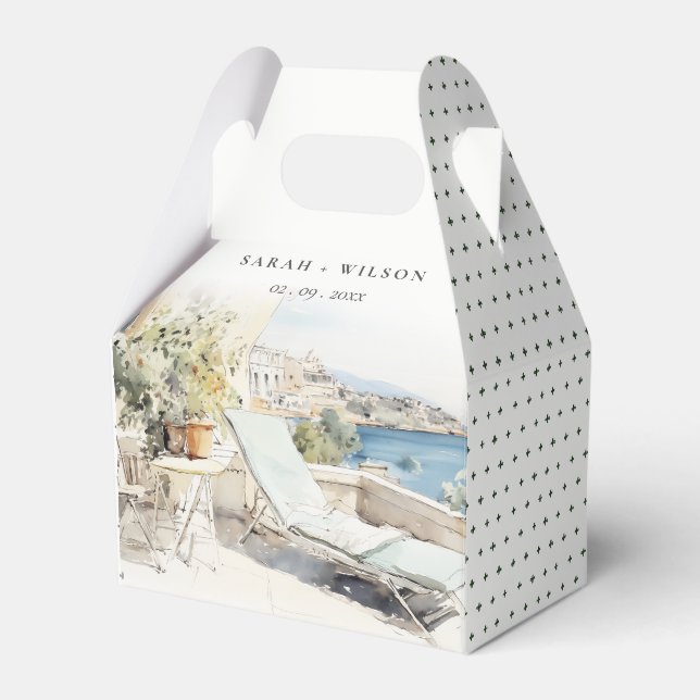 Ballotins Curfu Grèce Mariage de paysage aquarelle (Verso)