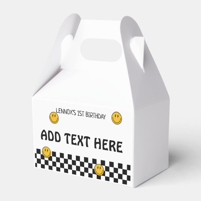 Ballotins Custom One Happy Dude 1st Birthday Gable Box (Verso)