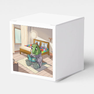 Ballotins Cute 3D Baby T-Rex Reading in Bed Favor Box