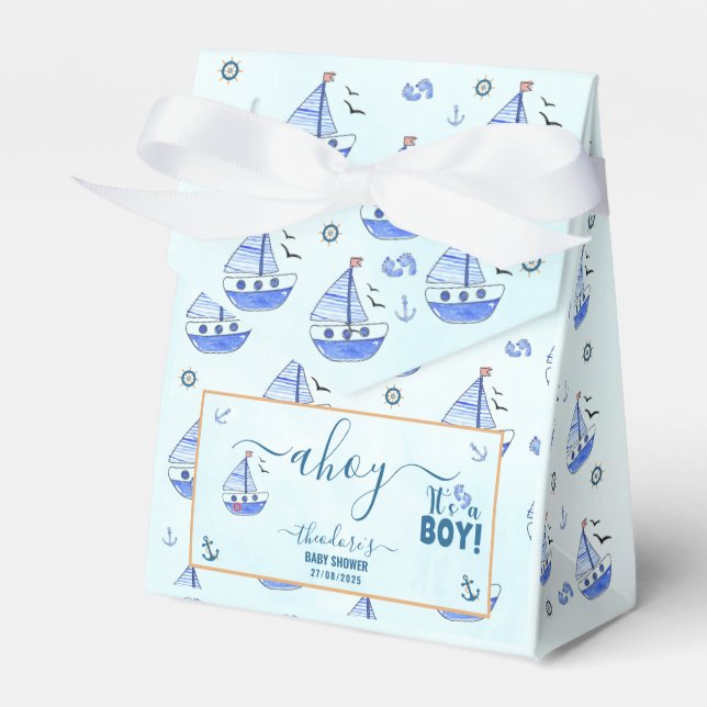 Ballotins Cute Ahoy C'est un Boy Sailboat Baby shower nautiq (Verso)