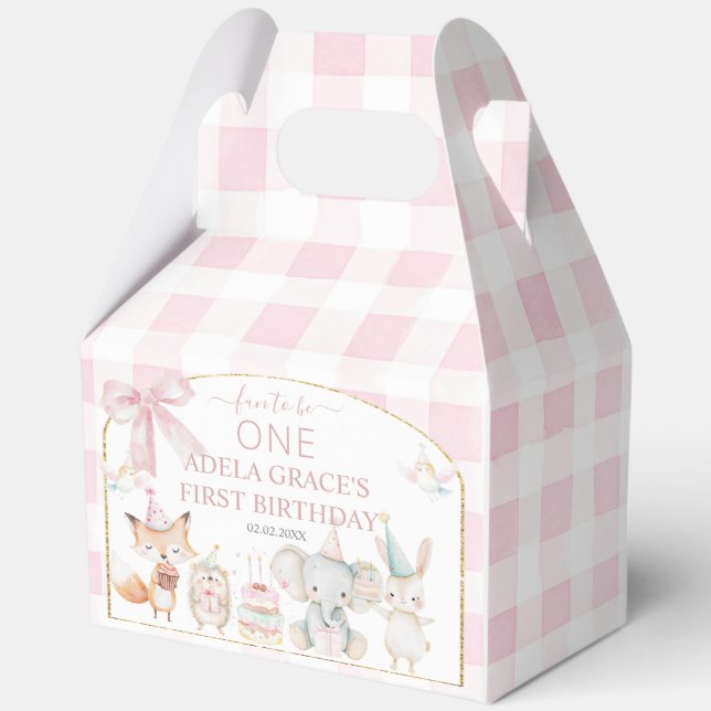 Ballotins Cute Animals Fun To Be One 1st Birthday Pink Gable (Verso)
