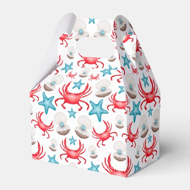 Ballotins Cute Blue Coastal Seaside Crab & Shell Motif (Verso)