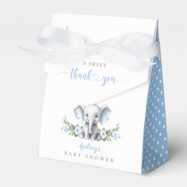 Ballotins Cute Blue Elephant Baby Boy Douche Merci (Verso)