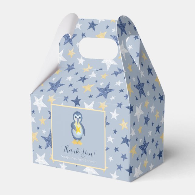 Ballotins Cute Blue Penguin Stars Merci Baby shower (Verso)