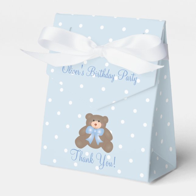Ballotins Cute Blue Ribbon Teddy Bear Boy Anniversaire (Verso)