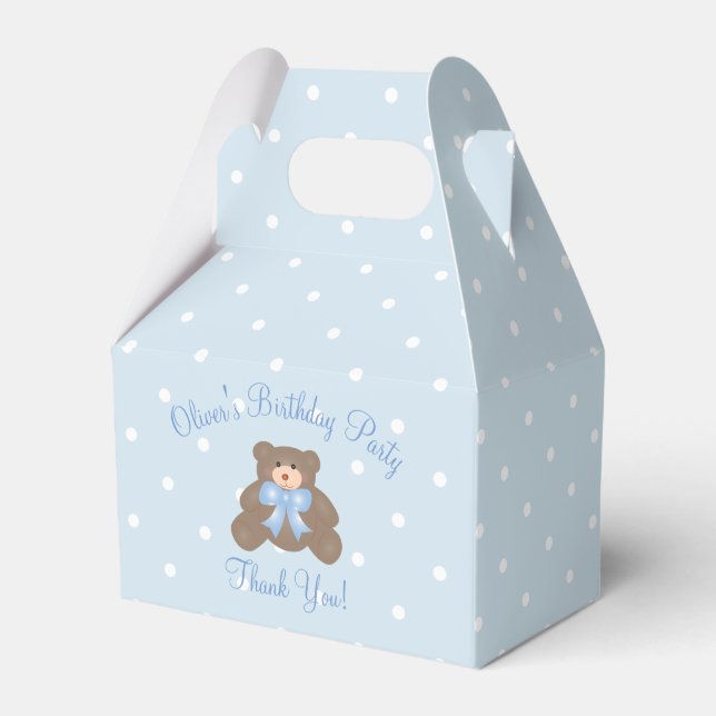Ballotins Cute Blue Ribbon Teddy Bear Boy Anniversaire (Verso)