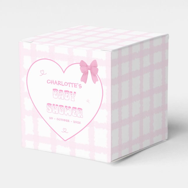 Ballotins Cute Bow Pastel En vichy Baby shower rose (Verso)