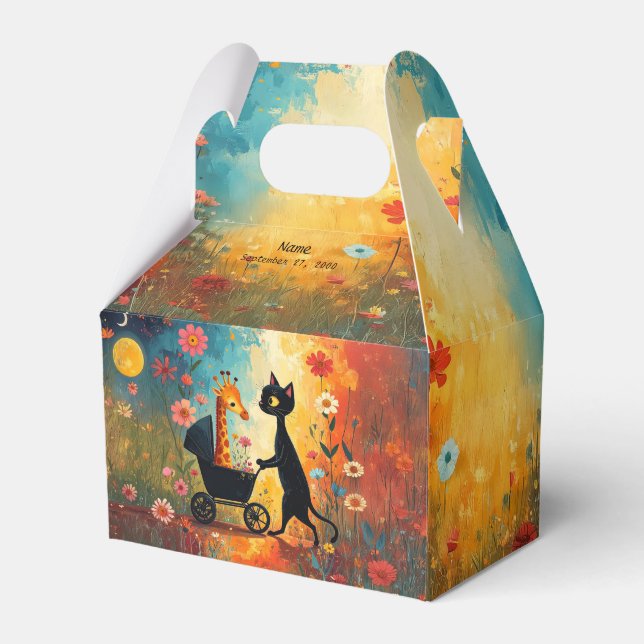 Ballotins Cute Cat Giraffe Favor Box (Verso)