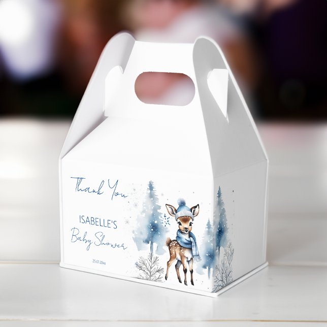 Ballotins Cute cerf Winter garçons baby shower faveur (Cute deer Winter boys baby shower Favor Box cute deer in blue winter hat scarf baby shower favor box)