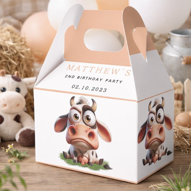 Ballotins Cute Cow Farm Animaux 2e fête d'anniversaire (Cute Cow Farm Animals 2nd Birthday Party Favor Boxes
)