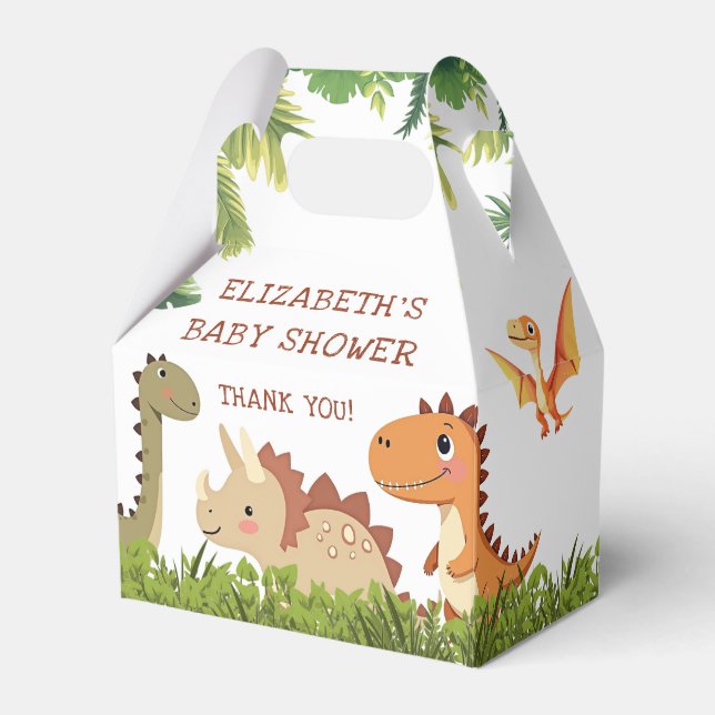 Ballotins Cute Dinosaur Ballotin Baby shower verdoyant (Verso)
