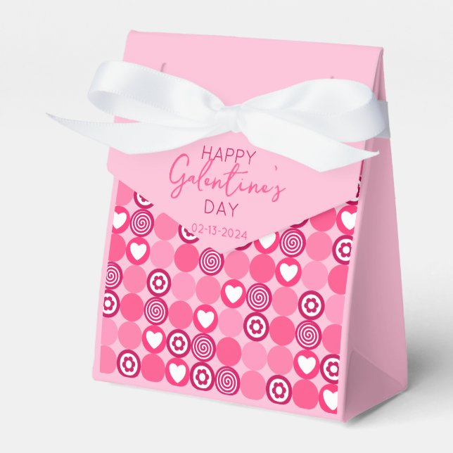 Ballotins Cute Galentine's Day Coeur rose et Motif de fleurs (Verso)