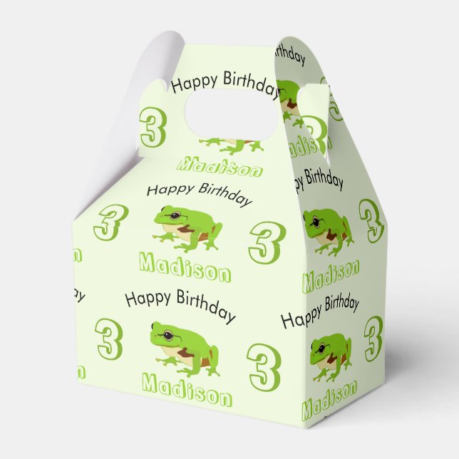 Ballotins Cute Green Tree Frog Nom du Motif Âge Anniversaire (Verso)