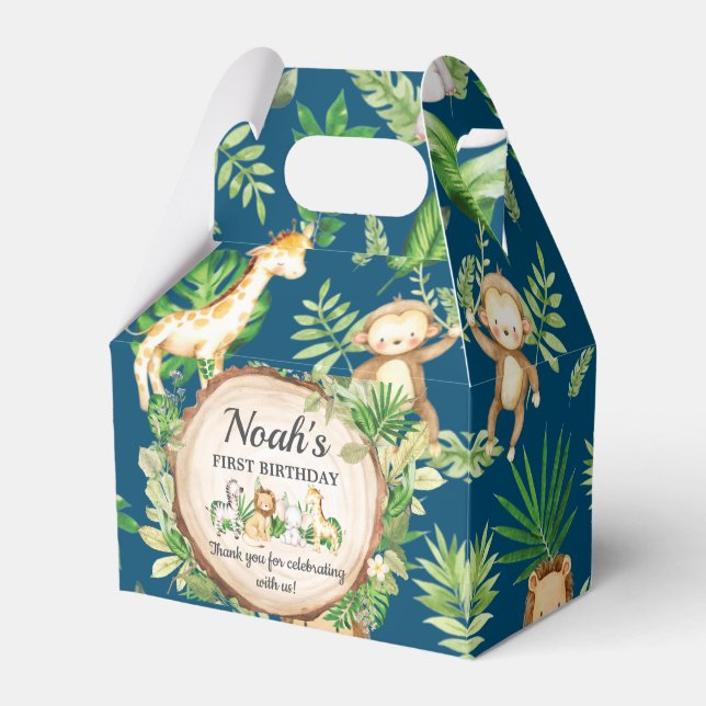 Ballotins Cute Jungle Animaux 1er Anniversaire Merci (Verso)