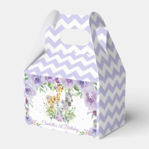 Ballotins Cute Jungle Animaux Safari Purple Floral Merci