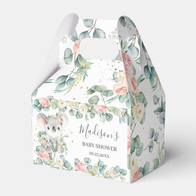 Ballotins Cute Koala Pink Floral Baby Shower Thank You  (Verso)