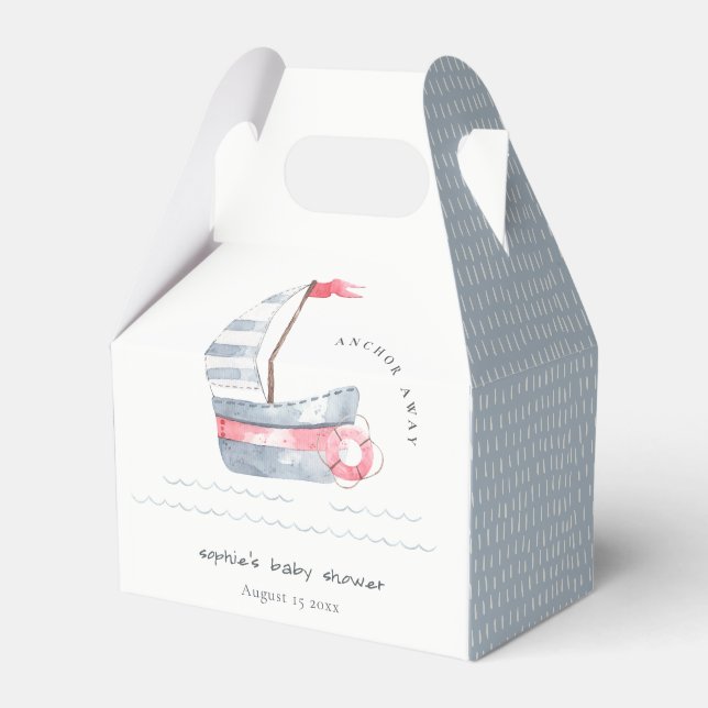 Ballotins Cute Nautical Pastel Rouge Bleu Baby shower de voi (Verso)